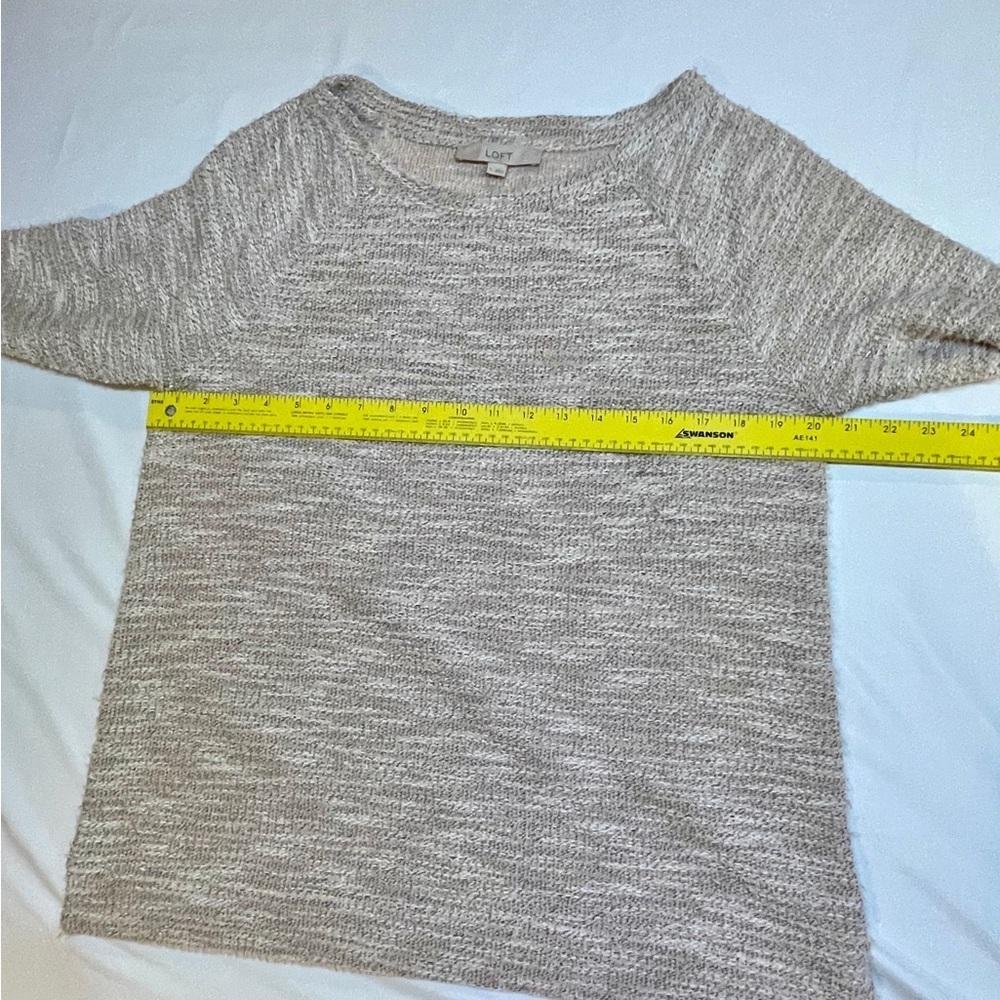 LOFT Women's Beige and Peach Crew Neck Sweater, Lightweight, Sz L - Picture 11 of 12